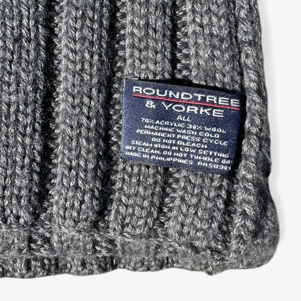 Roundtree & Yorke Charcoal Ribbed Wool Scarf Gray Winter Accessory OS